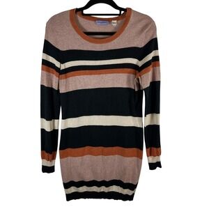Acrobat Womens Silk Cashmere Striped Knit Long Sleeve Sweater Dress Large L